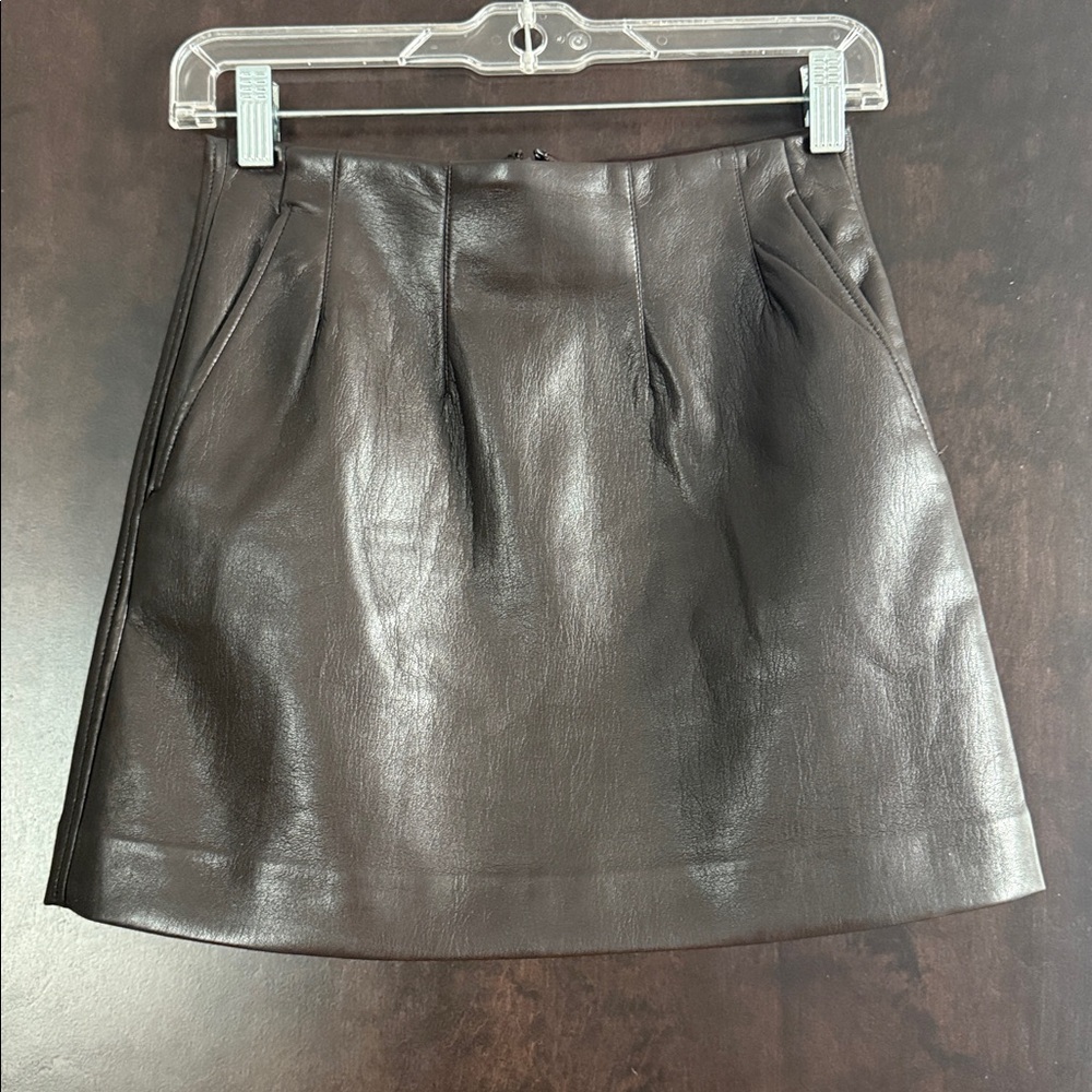 Babaton Dark Brown Leather Skirt